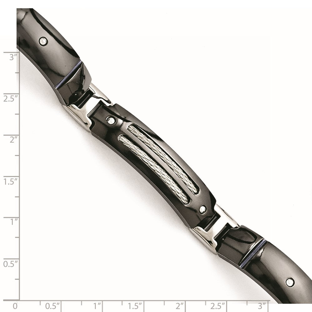 Titan/silver Bicolor Titan Sterlingsilber Anodized Schwarz Ti Poliert Ankerkette Glieder Armband