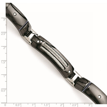 Titan/silver Bicolor Titan Sterlingsilber Anodized Schwarz Ti Poliert Ankerkette Glieder Armband