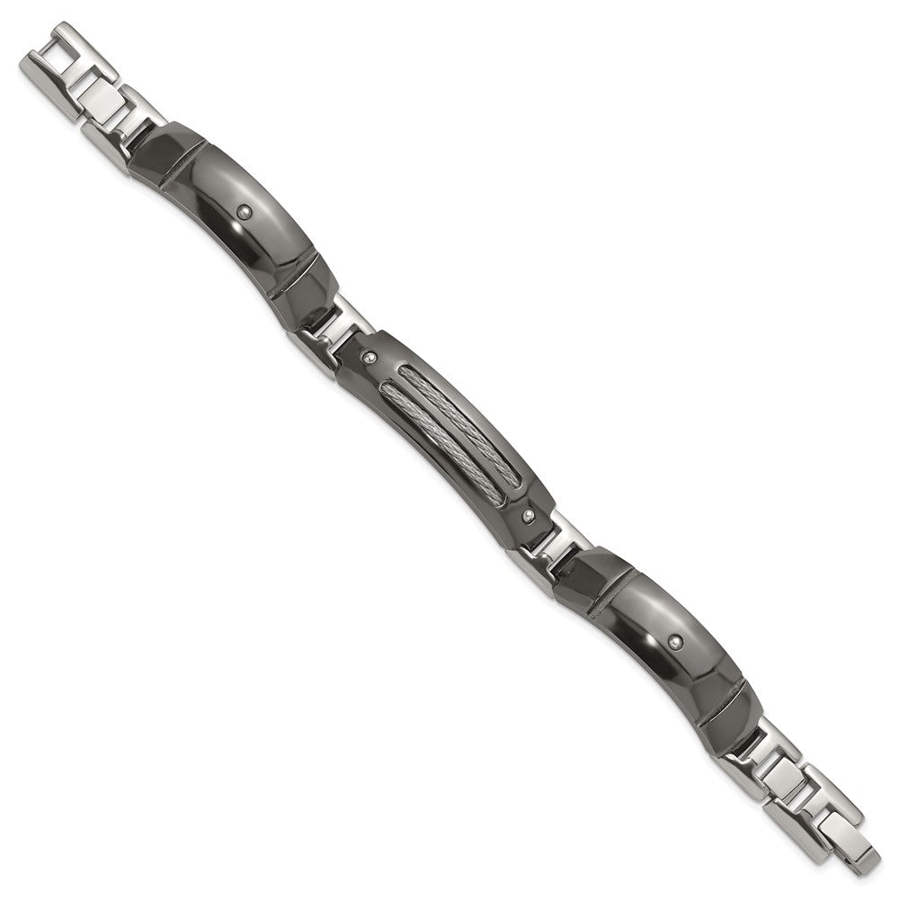 Titan/silver Bicolor Titan Sterlingsilber Anodized Schwarz Ti Poliert Ankerkette Glieder Armband