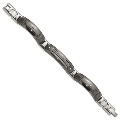 Titan/silver Bicolor Titan Sterlingsilber Anodized Schwarz Ti Poliert Ankerkette Glieder Armband