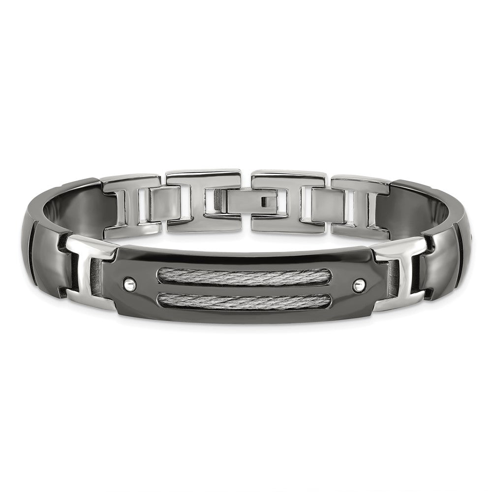 Titan/silver Bicolor Titan Sterlingsilber Anodized Schwarz Ti Poliert Ankerkette Glieder Armband