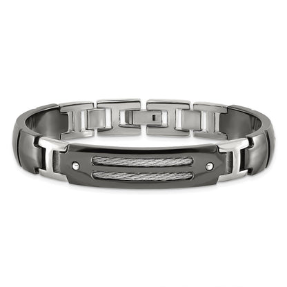 Titan/silver Bicolor Titan Sterlingsilber Anodized Schwarz Ti Poliert Ankerkette Glieder Armband