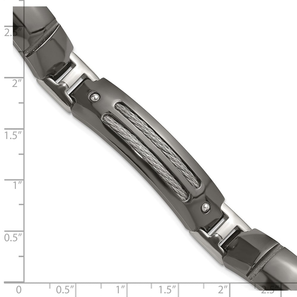 Titan/silver Bicolor Titan Sterlingsilber Anodized Schwarz Ti Poliert Ankerkette Glieder Armband