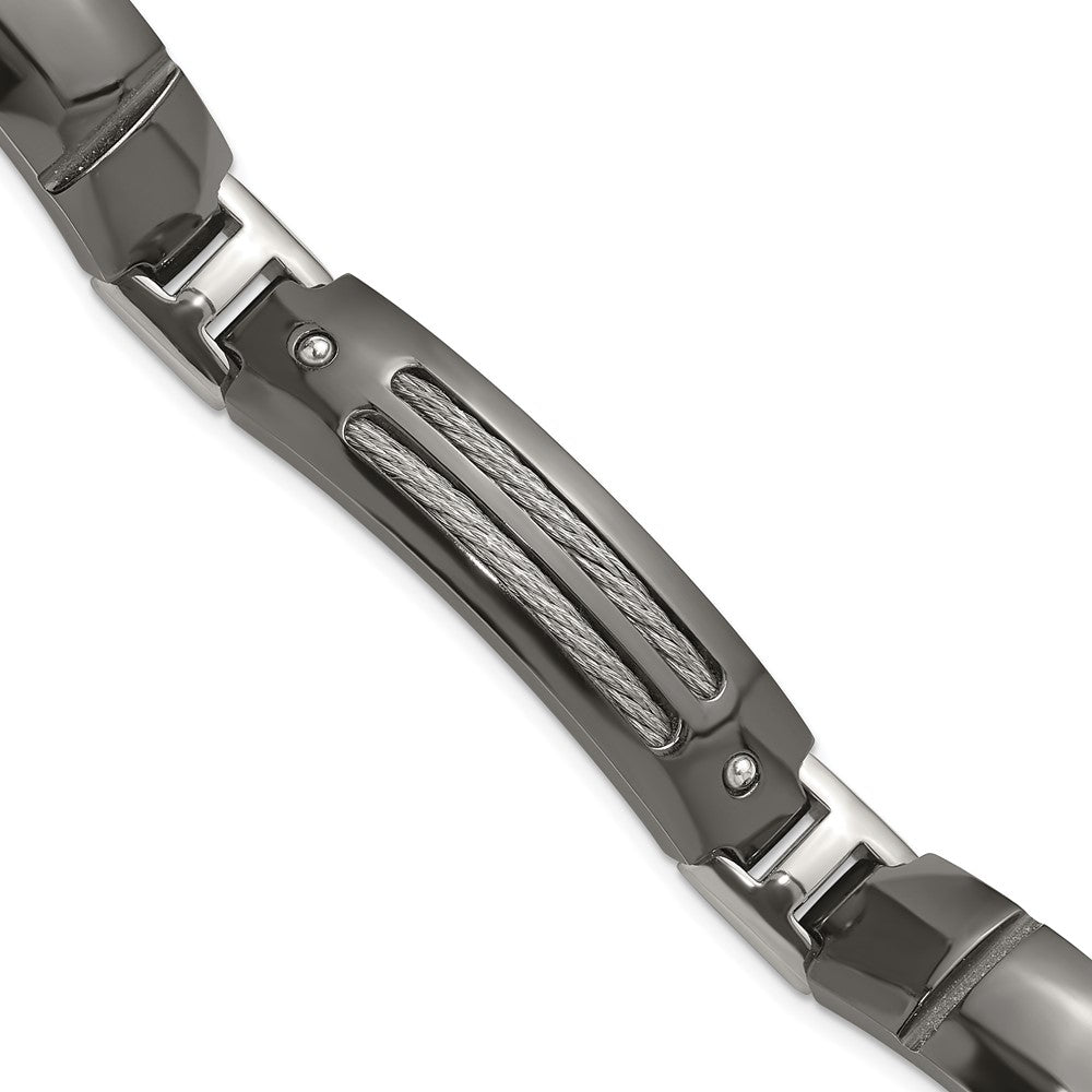 Titan/silver Bicolor Titan Sterlingsilber Anodized Schwarz Ti Poliert Ankerkette Glieder Armband