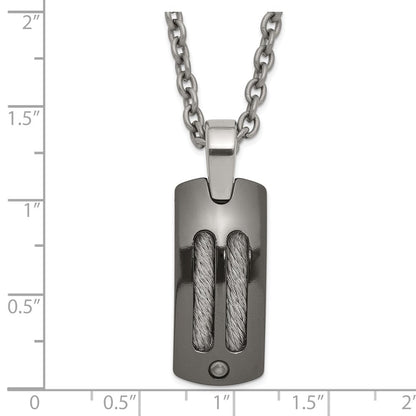 Titan/silver Bicolor Titan/ster.sil Schwarz Ti Poliert Ankerkette Einlage Erkennungsmarke Halskette