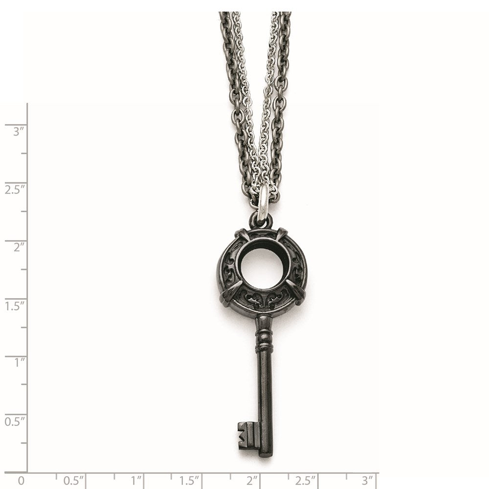 Titan/silver Bicolor Titan/ster.sil Schwarz Ti Poliert Geätzt Key Halskette