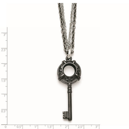 Titan/silver Bicolor Titan/ster.sil Schwarz Ti Poliert Geätzt Key Halskette