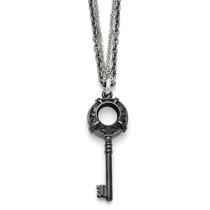 Titan/silver Bicolor Titan/ster.sil Schwarz Ti Poliert Geätzt Key Halskette
