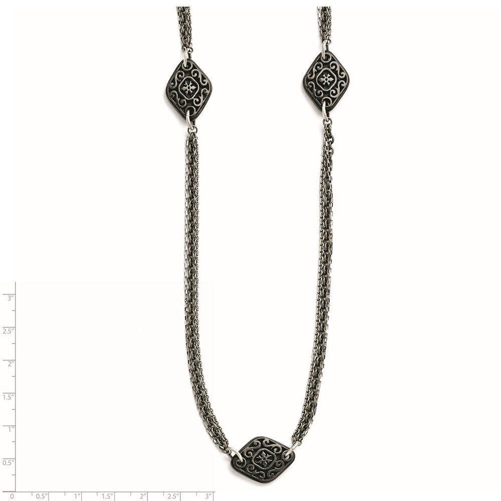 Titan/silver Bicolor Titan/ster.sil Schwarz Ti Poliert Geätzt Charms Halskette