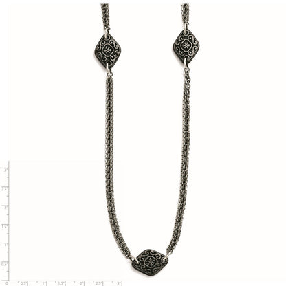 Titan/silver Bicolor Titan/ster.sil Schwarz Ti Poliert Geätzt Charms Halskette
