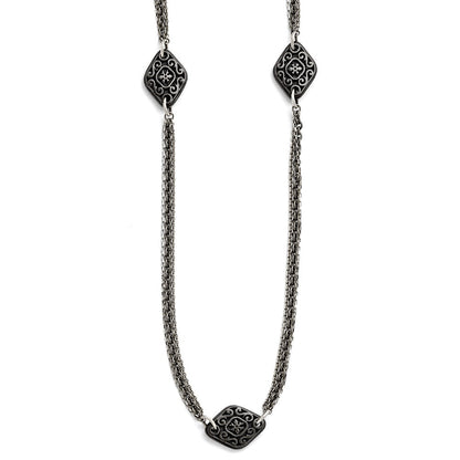 Titan/silver Bicolor Titan/ster.sil Schwarz Ti Poliert Geätzt Charms Halskette