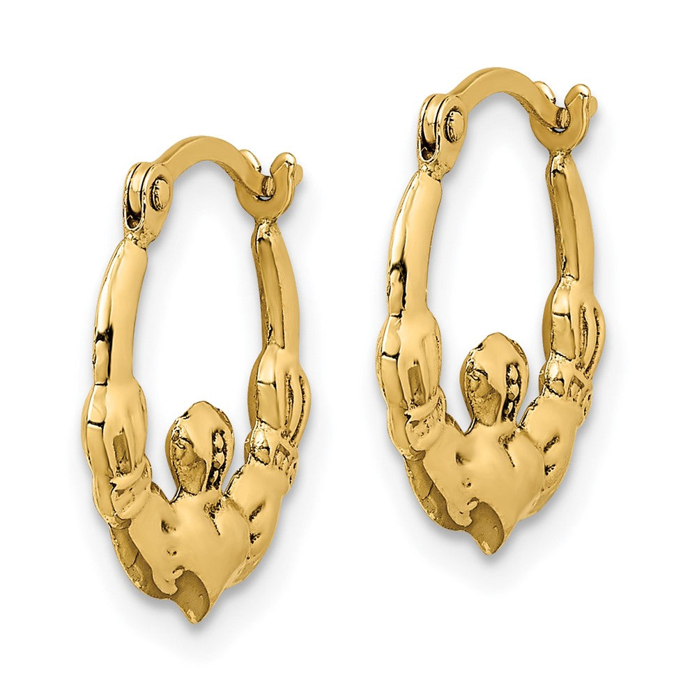 14K Gelbgold Claddagh Creolen