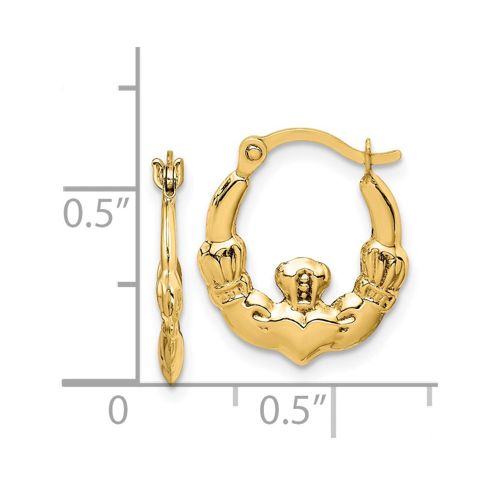 14K Gelbgold Claddagh Creolen