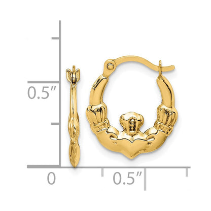 14K Gelbgold Claddagh Creolen