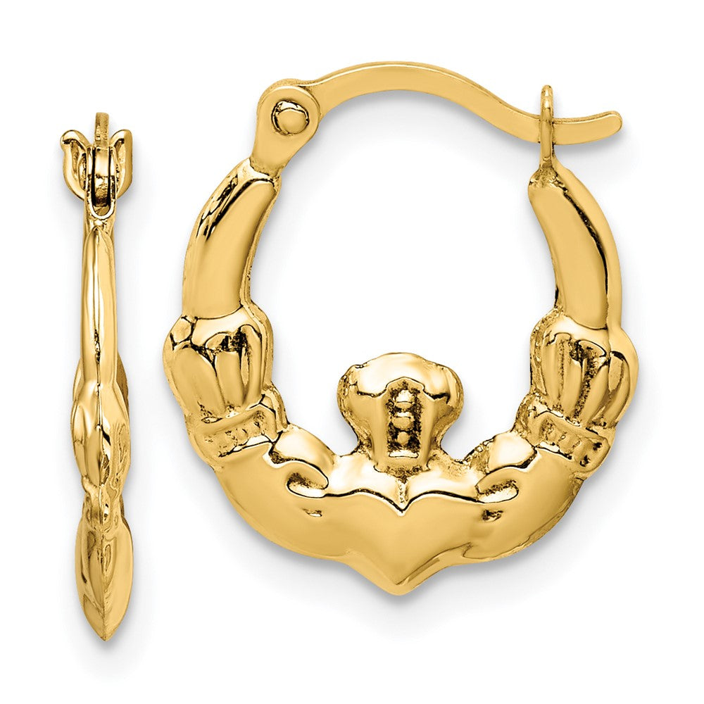 14K Gelbgold Claddagh Creolen