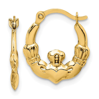 14K Gelbgold Claddagh Creolen