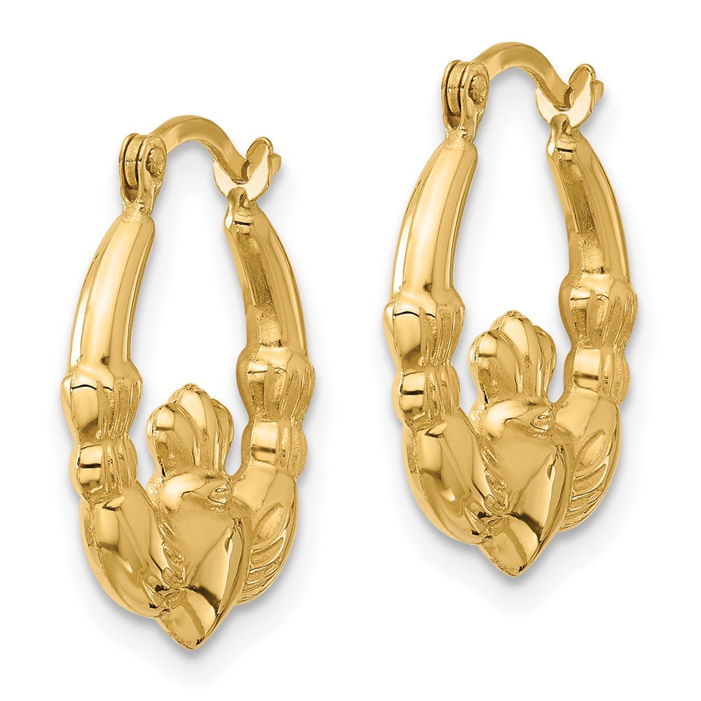 14K Gelbgold Claddagh Creolen