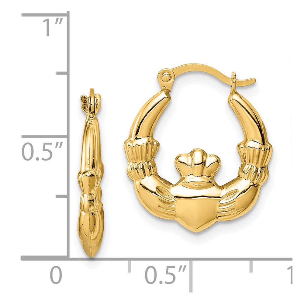 14K Gelbgold Claddagh Creolen