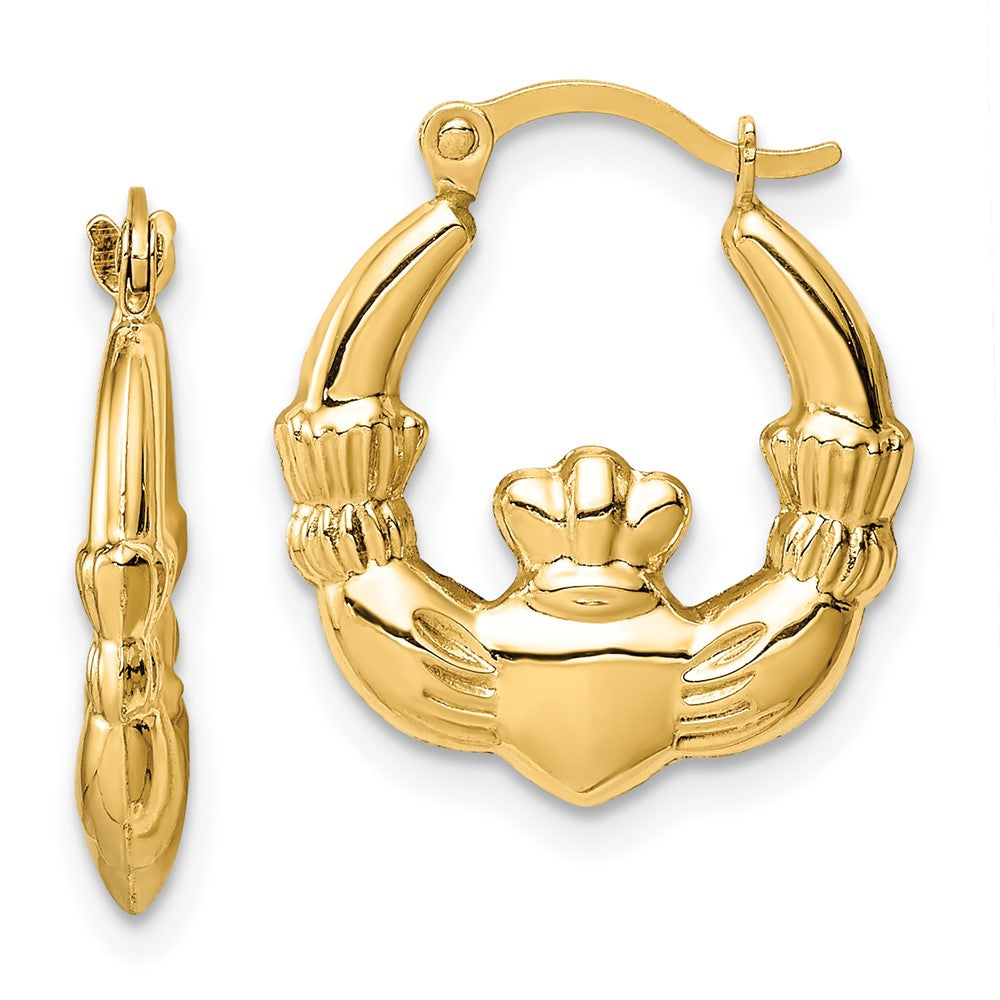 14K Gelbgold Claddagh Creolen