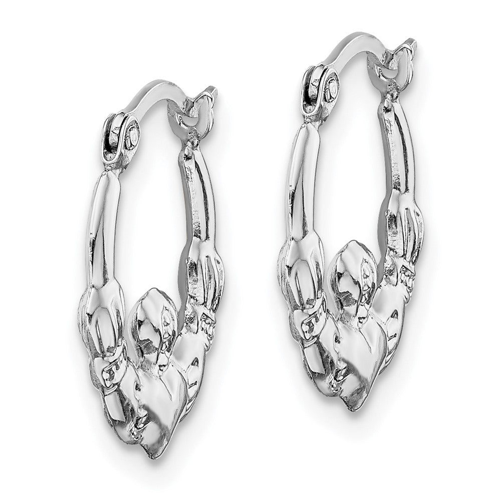 14K Weißgold Claddagh Creolen