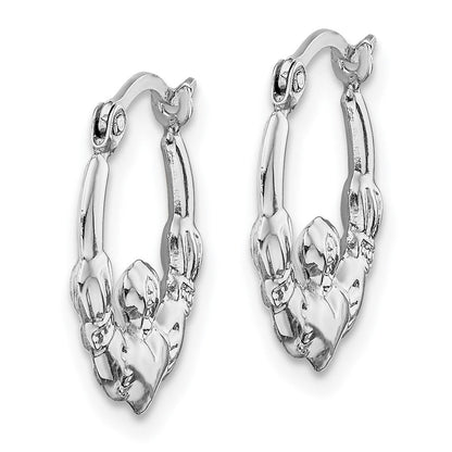 14K Weißgold Claddagh Creolen