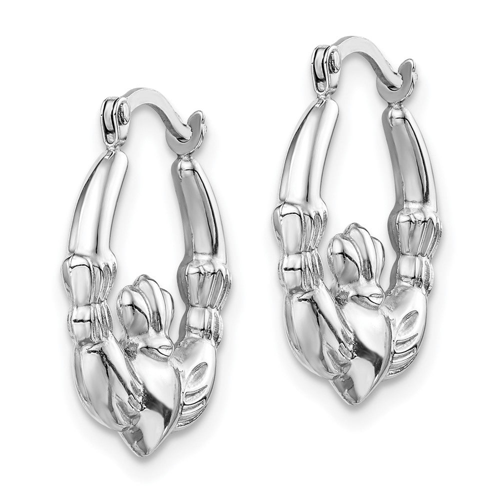 14K Weißgold Claddagh Creolen