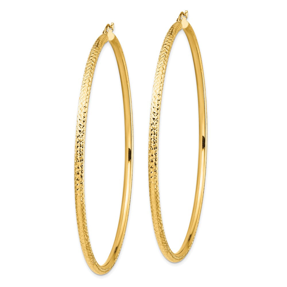 14K Gelbgold Leicht 3mm Diamantiert Creolen