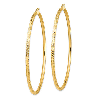 14K Gelbgold Leicht 3mm Diamantiert Creolen