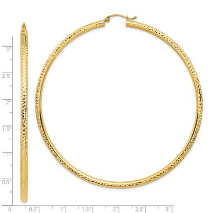 14K Gelbgold Leicht 3mm Diamantiert Creolen
