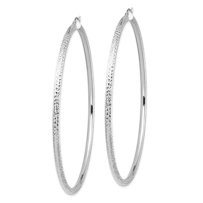 14K Weißgold Leicht 3mm Diamantiert Creolen