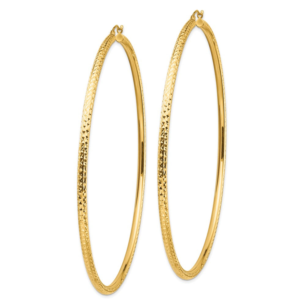 14K Gelbgold Leicht 3mm Diamantiert Creolen