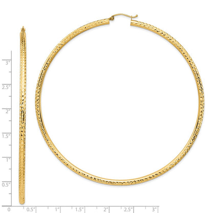 14K Gelbgold Leicht 3mm Diamantiert Creolen