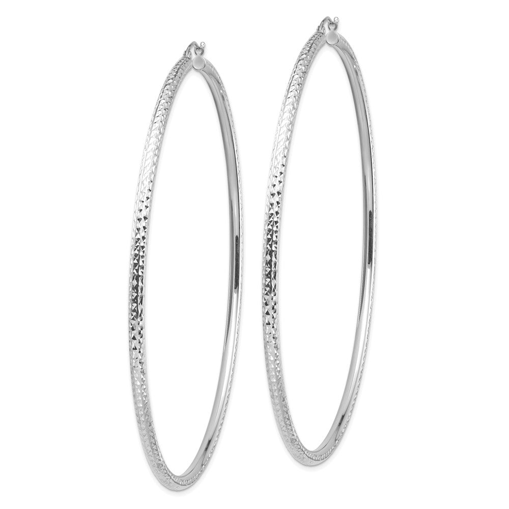 14K Weißgold Leicht 3mm Diamantiert Creolen