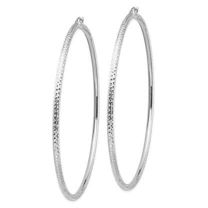14K Weißgold Leicht 3mm Diamantiert Creolen