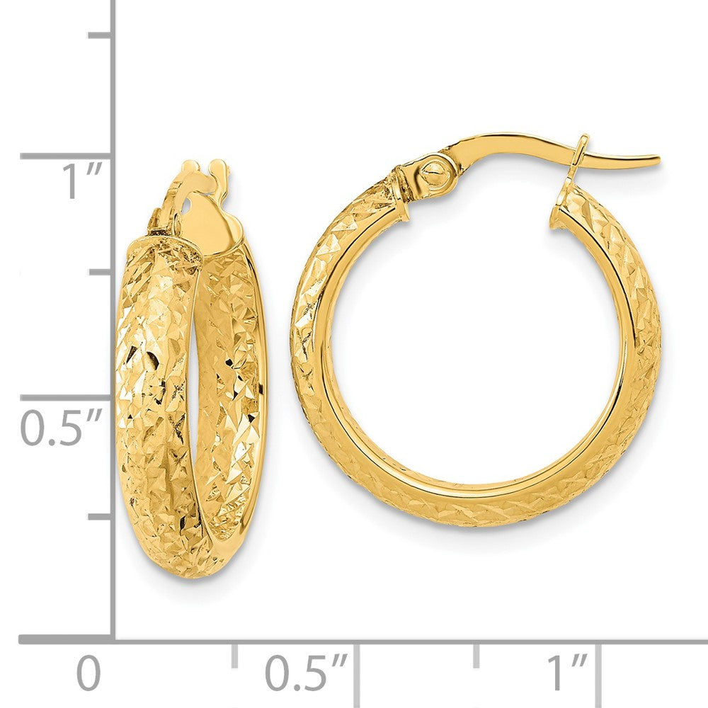 14K Gelbgold Poliert und Diamantiert Inside Außen Fantasie Creolen