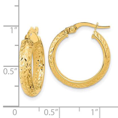 14K Gelbgold Poliert und Diamantiert Inside Außen Fantasie Creolen