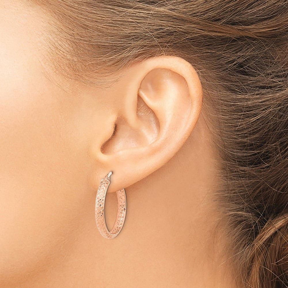 14K Roségold Poliert und Diamantiert Fantasie Creolen
