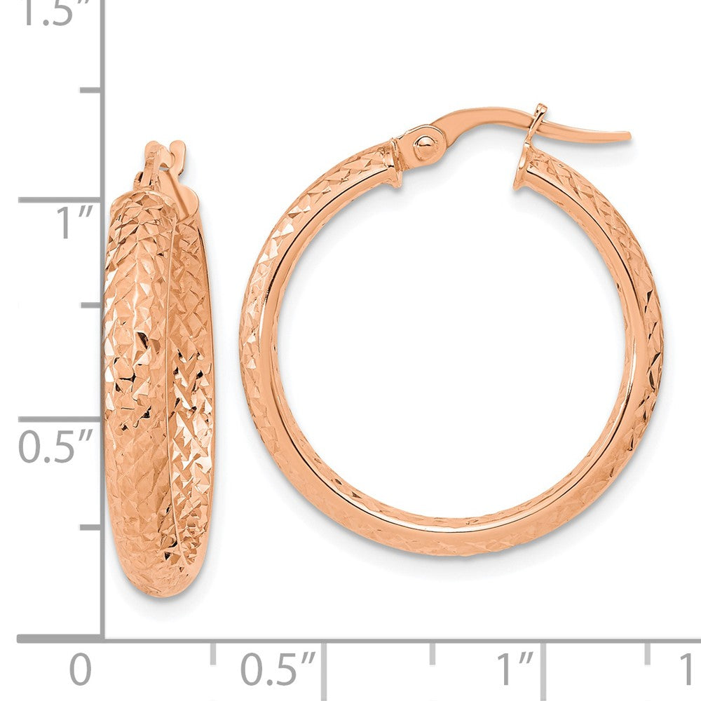 14K Roségold Poliert und Diamantiert Fantasie Creolen