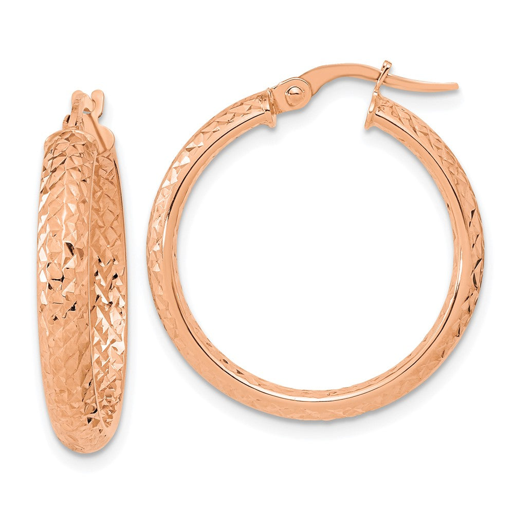 14K Roségold Poliert und Diamantiert Fantasie Creolen