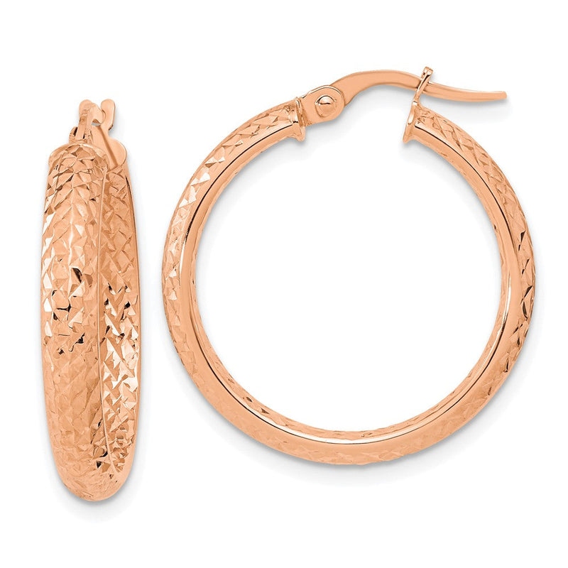 14K Roségold Poliert und Diamantiert Fantasie Creolen
