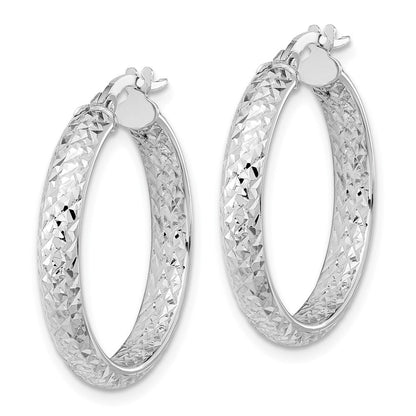 14K Weißgold Poliert und Diamantiert Inside Außen Fantasie Creolen