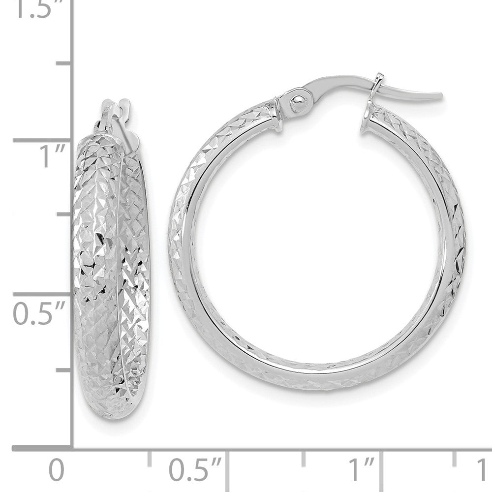 14K Weißgold Poliert und Diamantiert Inside Außen Fantasie Creolen