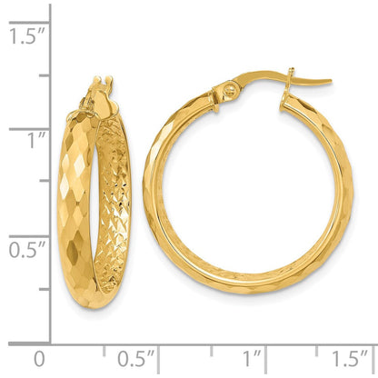 14K Gelbgold Poliert und Strukturiert Diamantiert Inside Fantasie Creolen