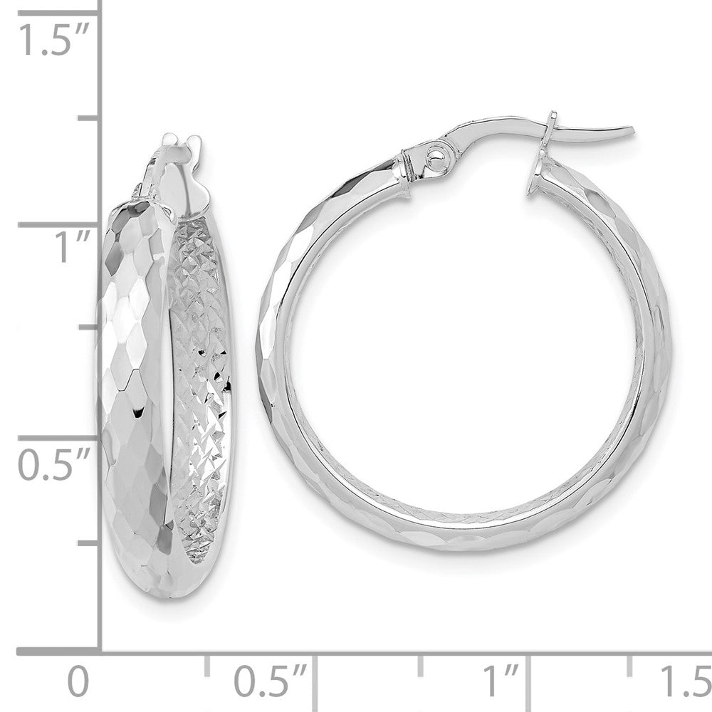 14K Weißgold Poliert und Strukturiert Diamantiert Inside Fantasie Creolen