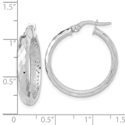 14K Weißgold Poliert und Strukturiert Diamantiert Inside Fantasie Creolen
