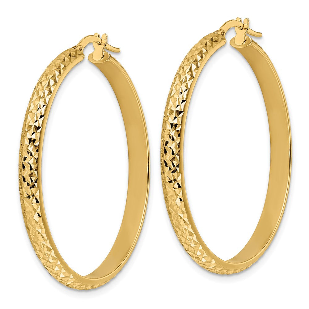 14K Gelbgold Poliert Diamantiert Creolen