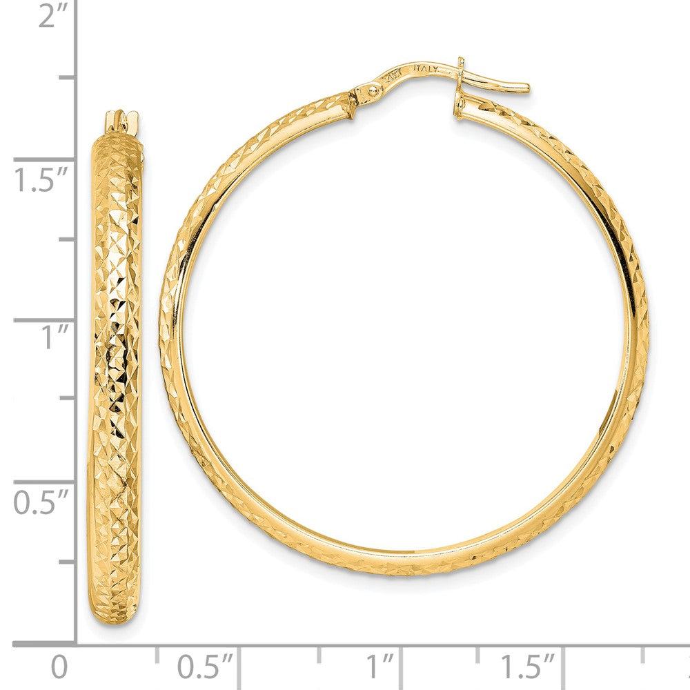 14K Gelbgold Poliert Diamantiert Creolen