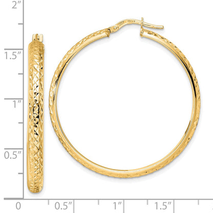 14K Gelbgold Poliert Diamantiert Creolen