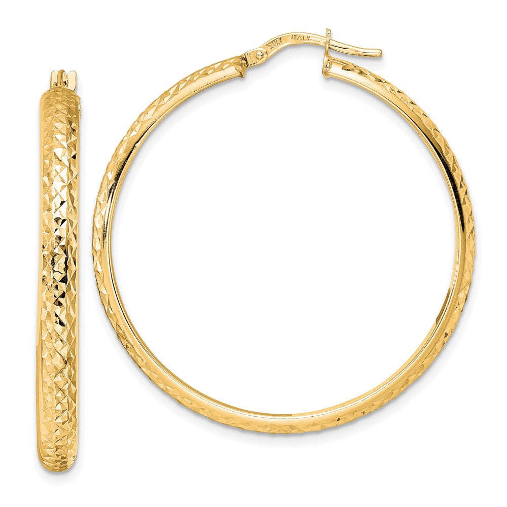 14K Gelbgold Poliert Diamantiert Creolen