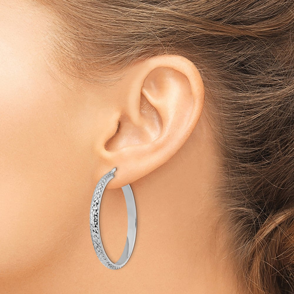 14K Weißgold Diamantiert Creolen